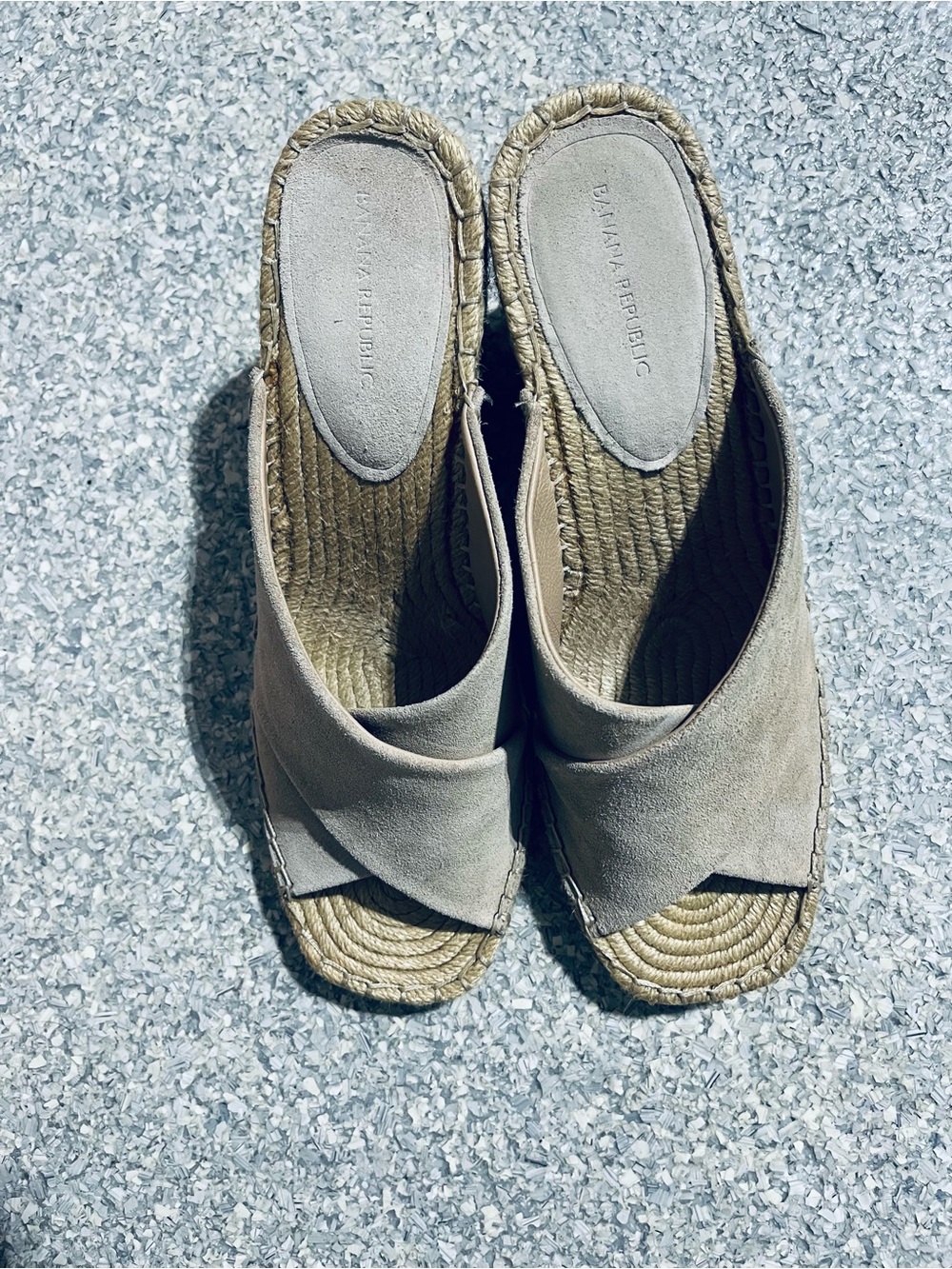 Banana Republic Taupe Suede Espadrille Slide Sandals